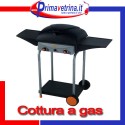 Barbeque a gas pietra lavica 2 fuochi 2 ripiani laterali 50x37.5